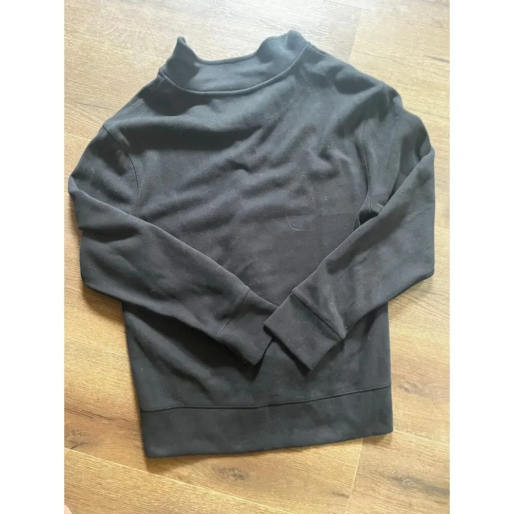 Banana Republic Men’s Black Quarter Zip Pullover Size L Cotton Blend Mock Neck